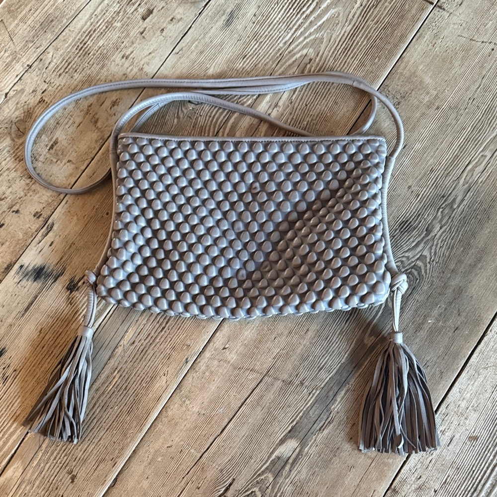 Tessa Fontaneda bubble leather Gray Tassel Crossbody Bag